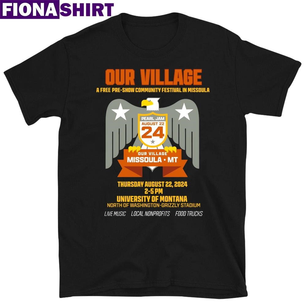 Pearl Jam August 22 2024 Missoula Mt Washington Grizzly Stadium Shirt