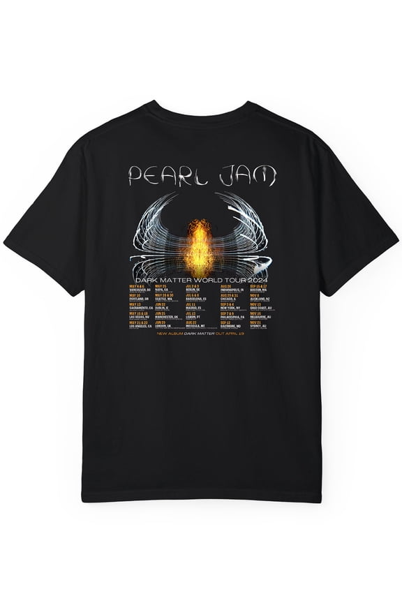 Pearl Jam Dark Matter World Tour 2021 Graphic T-Shirt for Men - 100% Cotton Knit Fabric - Casual Fit Tee with Crew Neck - Spring/Summer/Fall Music Concert Shirt - Sports & Weekend Casual Wear