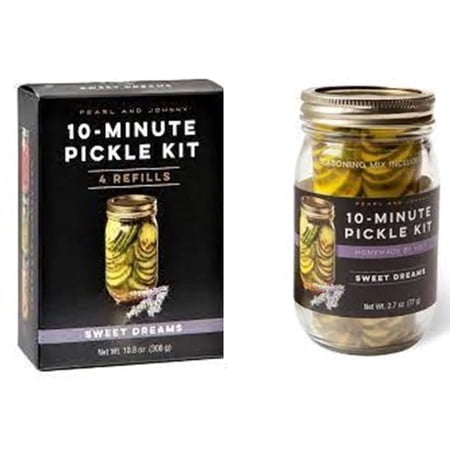 Pearl Johnny 10-Minute Pickle Kit Refill, (Sweet Dreams - 2 Item Offer) 4 Packs In Refill Box Jar Spice 2- 4 Packs In Refill Box