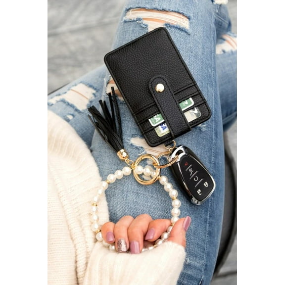 Pearl Key Ring Wallet Bracelet