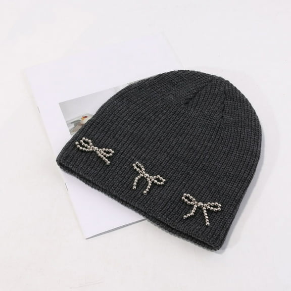 Pearl Knitted Hat Under $5! Kadlawus Pearl Knitted Knitted Wool Hat, Korean Fashion Versatile Ear Protection Hat Winter Warm Baotou Hat, Pearl Embellished Beanie for Women