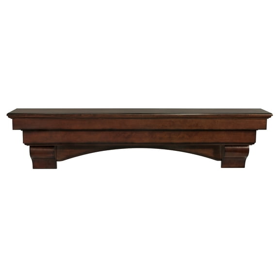 Pearl Mantels Auburn Versatile Premium Wood Mantel Shelf, Lightly Distressed Cherry Finish, 60"L & 10"D, Hang Alone, with Corbels or with Corbels and Arch (Included)