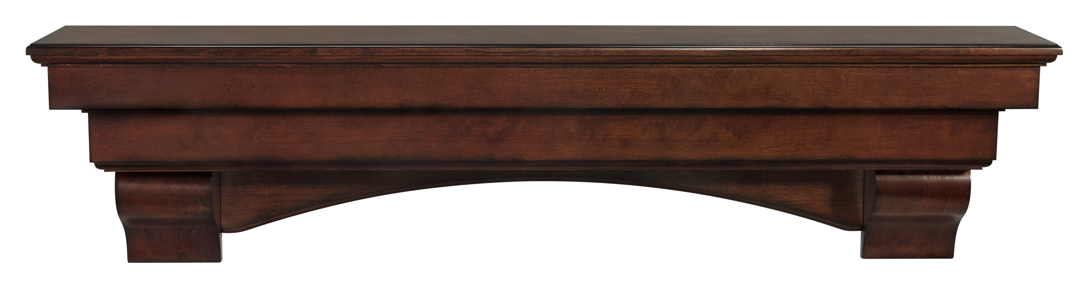 Pearl Mantels Auburn Versatile Premium Wood Mantel Shelf, Lightly Distressed Cherry Finish, 60"L & 10"D, Hang Alone, with Corbels or with Corbels and Arch (Included)