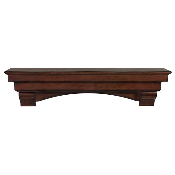 Pearl Mantels Auburn Versatile Premium Wood Mantel Shelf, Lightly Distressed Cherry Finish, 72"L & 10"D, Hang Alone, with Corbels or with Corbels and Arch (Included)