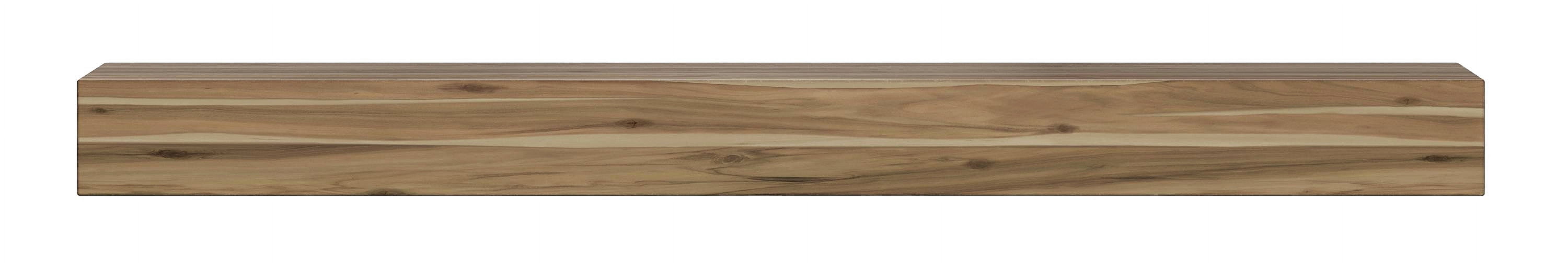 Acacia Solid Wood 72'' Mantel Shelf in Weathered Gray Finish
