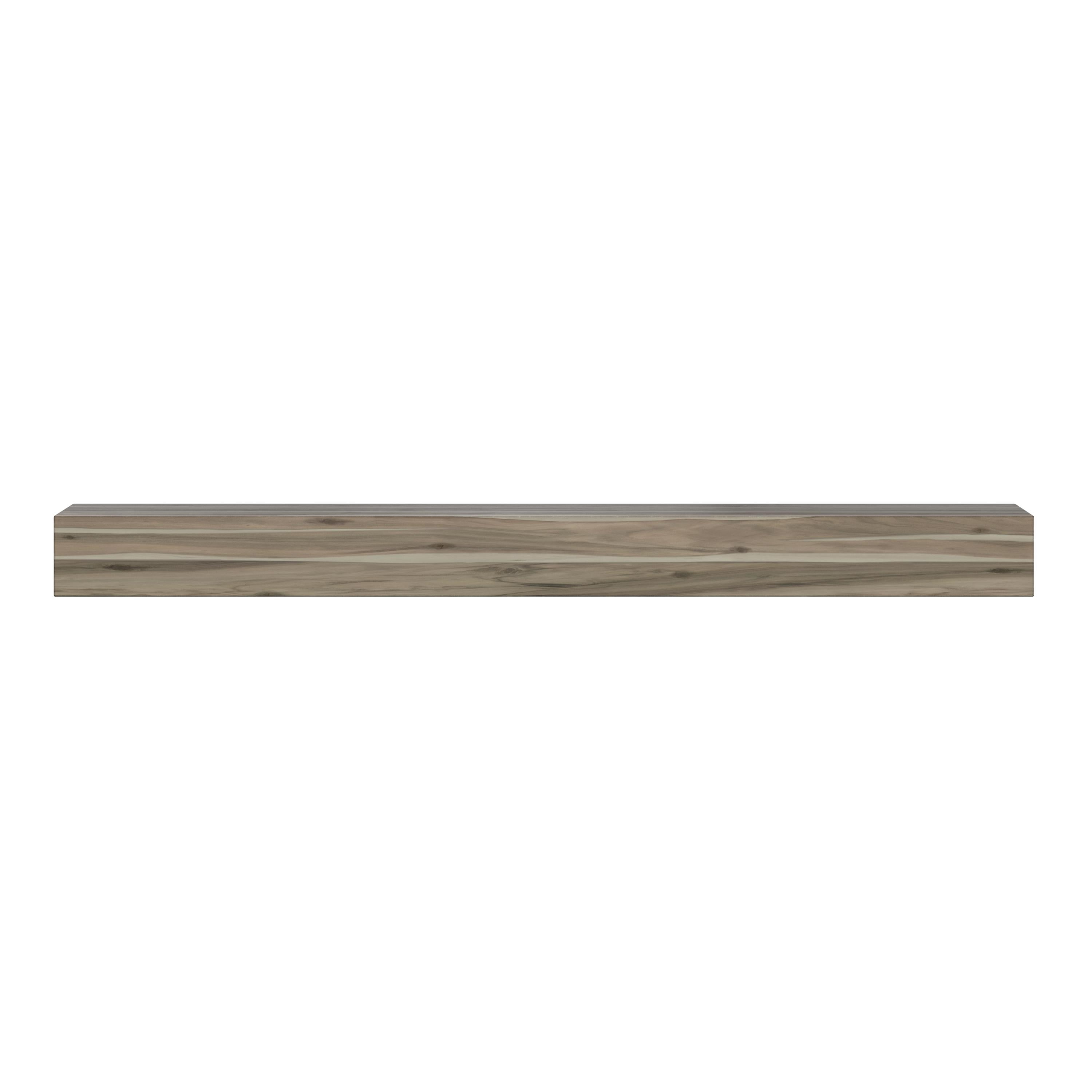 Acacia Solid Wood 72'' Mantel Shelf in Weathered Gray Finish