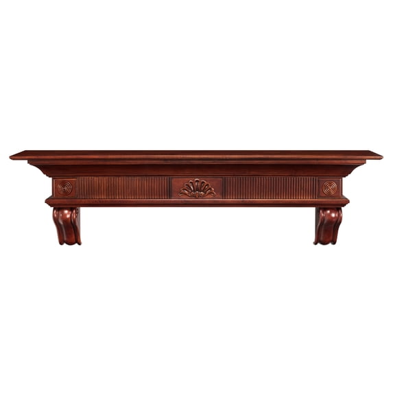 Pearl Mantels Devonshire Traditional Premium Wood Mantel Shelf, Lightly Distressed Cherry Finish, 72"L & 9"D, Versatile Hanging Choices, With Or Without Corbels (Included)