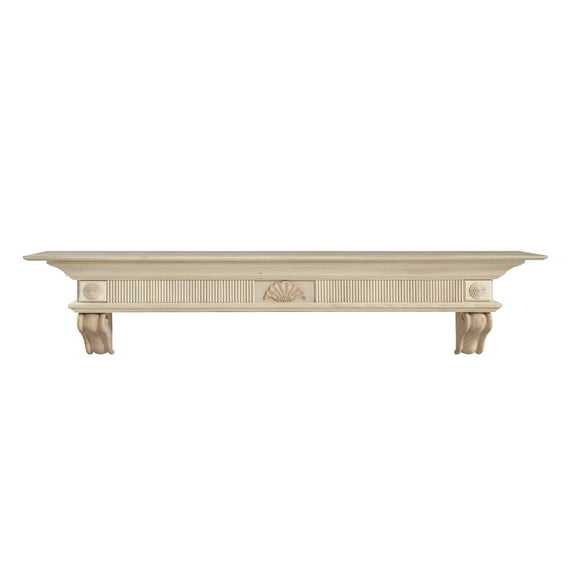 Pearl Mantels Devonshire Traditional Premium Wood Mantel Shelf, Unfinished, Paint And Stain Grade, 72"L & 9"D, Versatile Hanging Choices, With Or Without Corbels (Included)