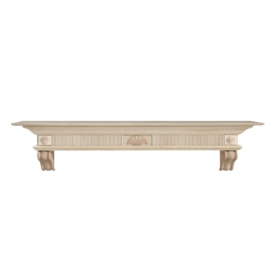 Pearl Mantels Devonshire Traditional Premium Wood Mantel Shelf, Unfinished, Paint And Stain Grade, 60"L & 9"D, Versatile Hanging Choices, With Or Without Corbels (Included)