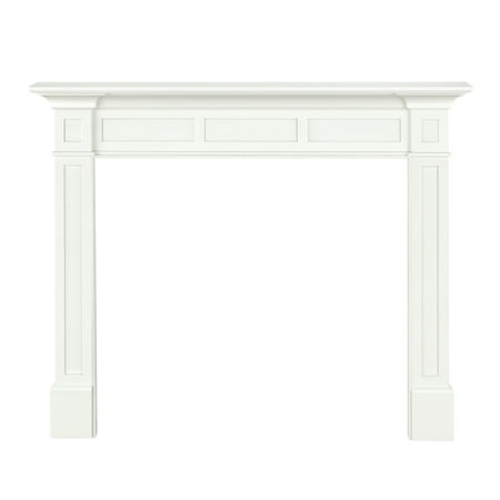 Pearl Mantels Jim Furniture For Your Fireplace, Premium White MDF Mantel Surround, Crisp White Paint, Interior Opening 48"W x 42"H
