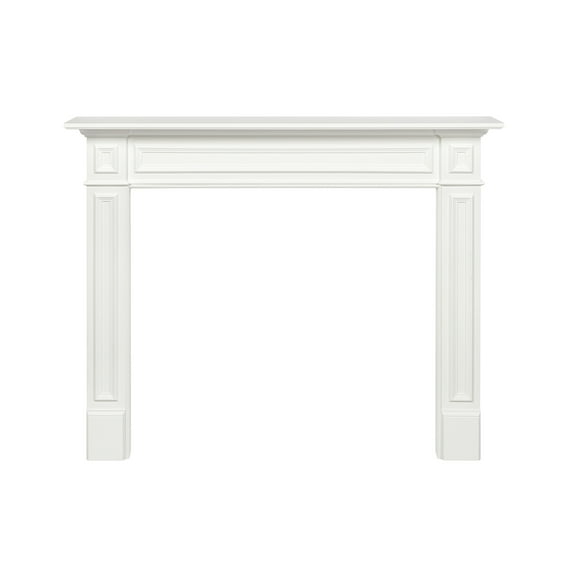 Pearl Mantels Mike Furniture For Your Fireplace, Premium White MDF Mantel Surround, Crisp White Paint, Interior Opening 48"W x 42"H