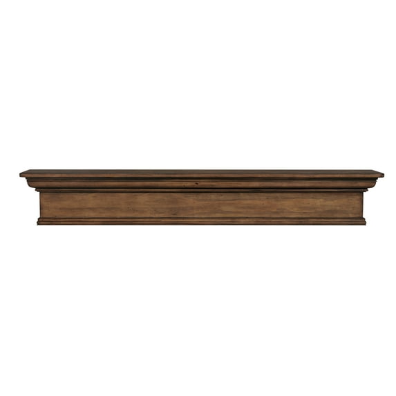 Pearl Mantels Savannah Transitional Premium Pine Wood Mantel Shelf, Lightly Distressed Chestnut Finish, 72"L x 9"D x 9"H