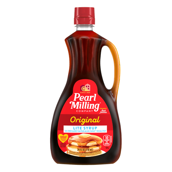 Pearl Milling Company Lite Original Pancake & Waffle Syrup, 24 fl oz Bottle, Easy-Pour Dispenser