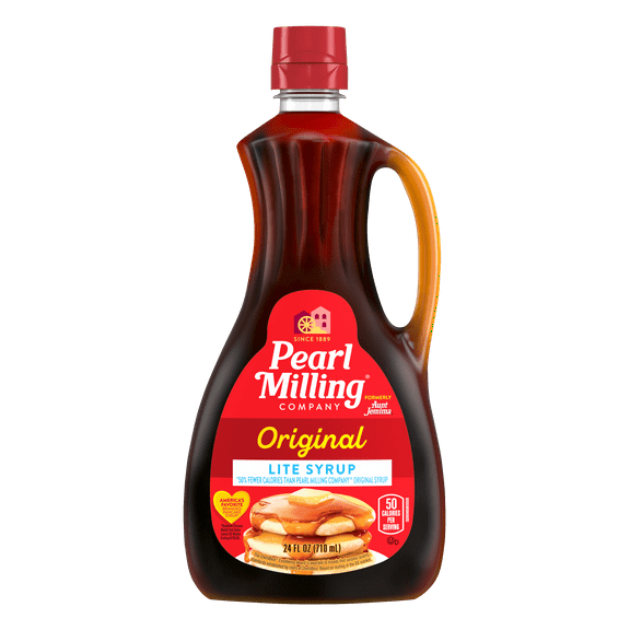 Pearl Milling Company Lite Original Pancake & Waffle Syrup, 24 fl oz Bottle, Easy-Pour Dispenser
