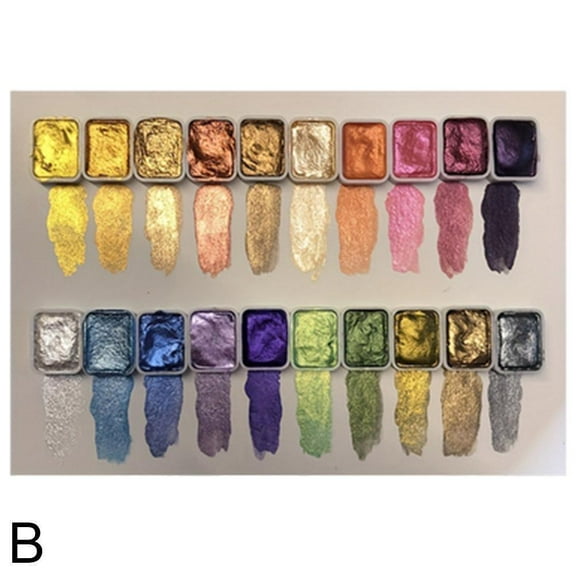 Pearl Mineral Watercolor Paint Set - 20 Shimmer & Colors w/Color Effect Glitter Art Paint for Canvas, Journals Adult Artist Grade & Child Safe