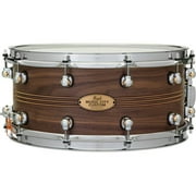 Music City Custom Solid Shell Snare Walnut with Boxwood-Rose TriBand Inlay