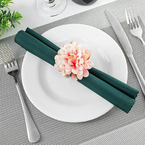 Pearl Napkin Rings , Rustic Rose Flower Dinner Holder for Table Decoration Pink