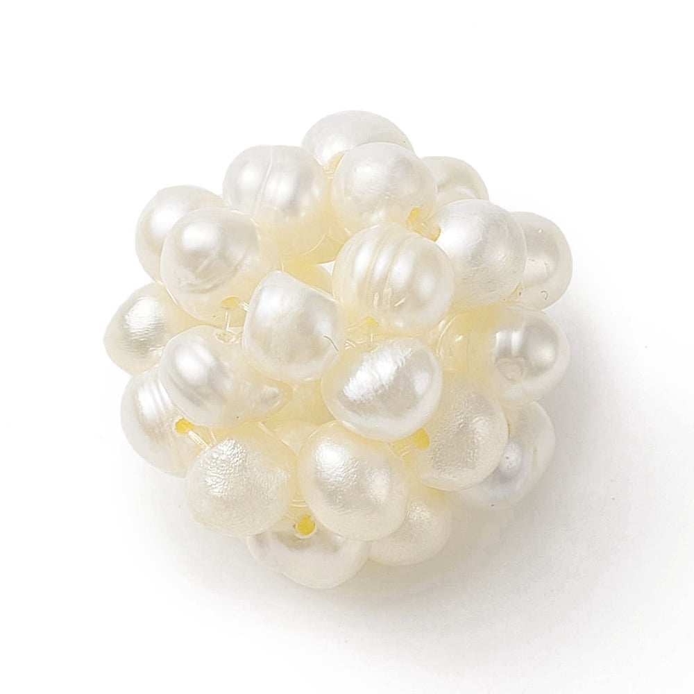 Pearl Natural Cultured Freshwater Pearl Beads Cluster Beads Round No Hole Beige 20mm