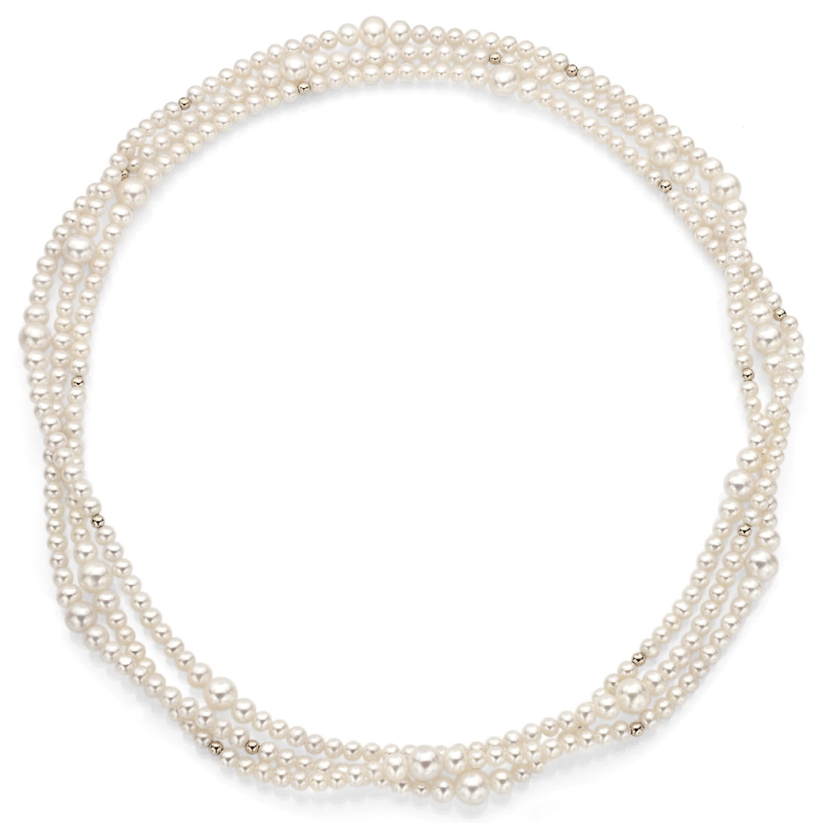 LA REGIS JEWELRY Pearl Necklace 14k Yellow Gold 4.5-7.5mm White Freshwater Pearls Endless 64''