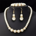 thumbnail image 1 of Pearl Necklace Bracelet Earrings Set Three-piece Set, 1 of 2