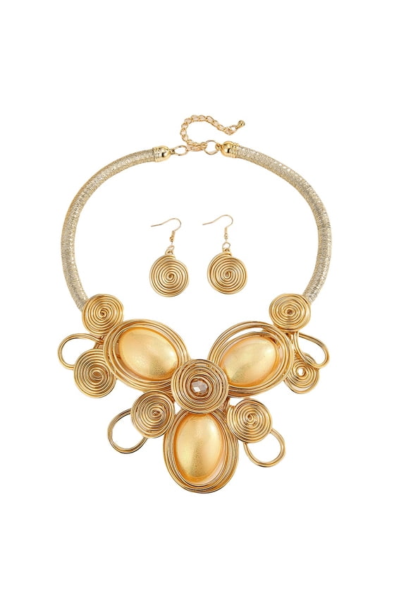 Pearl Necklace Earring Set Chunky Flower Net Chain Statement For Women Tribal Fashion Costume Accessories Unique Pearl Pendent Collar Choker Bib Handmade