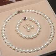 ALEXTREME Pearl Necklace Earrings Set Pearl Necklace with Earring and Bracelet Set for Christmas Valentine's Day