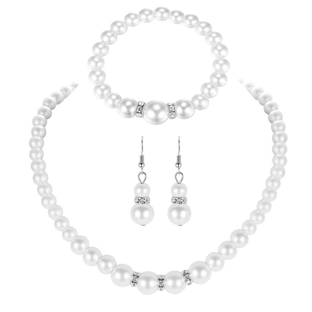 Pearl Necklace Earrings Wedding Jewelry De Para Mujer Choker Dangler ...
