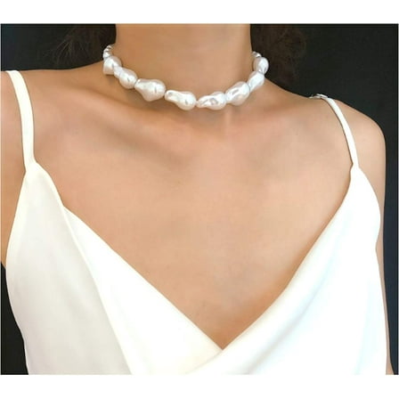 Pearl Necklace, Necklaces for Women, Imitation Pearl Necklace Jewelry Gift for Women, Pearl Choker Necklace for Women, White