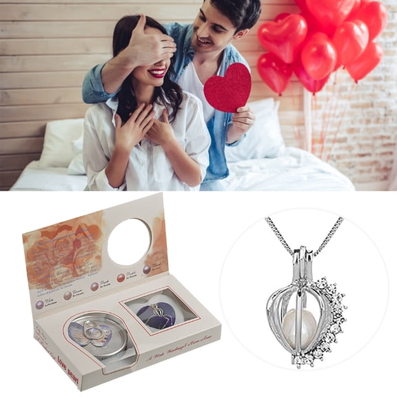 Pearl Necklace Set DIY Jewelry Kit with Cage Lock for Crafting and Surprise for Wives Necklace Making Set 1ml