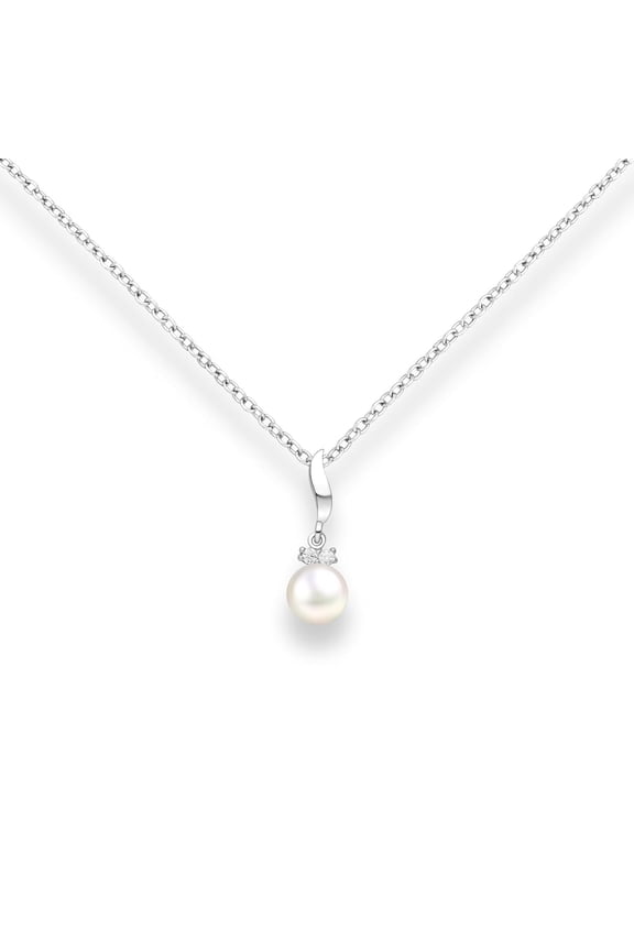 Pearl Necklace for Women Sterling Silver Chain Birthstone for Women Fine Jewelry Dainty Infinity Pendant Anniversary Birthday Christmas Gifts for Her Wife Mom Lady Daughter, (Style-2)
