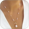 thumbnail image 1 of Pearl Necklace for Women Long Baroque Pearl Choker Dainty Gold Beaded Necklaces Toggle Necklaces Stainless Steel Trendy Jewelry Hypoallergenic, 1 of 5