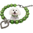 thumbnail image 1 of Pearl Necklace with Crystal Rhinestone Heart Pendants, Fancy Cat Wedding Collar Jewelry for Small Medium Large Dogs Puppy, 1 of 7