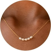 Bavsenic Pearl Necklaces For Women-Pearl Y Necklace,14K Gold Adjustable Dainty Pearl Pendent Necklace
