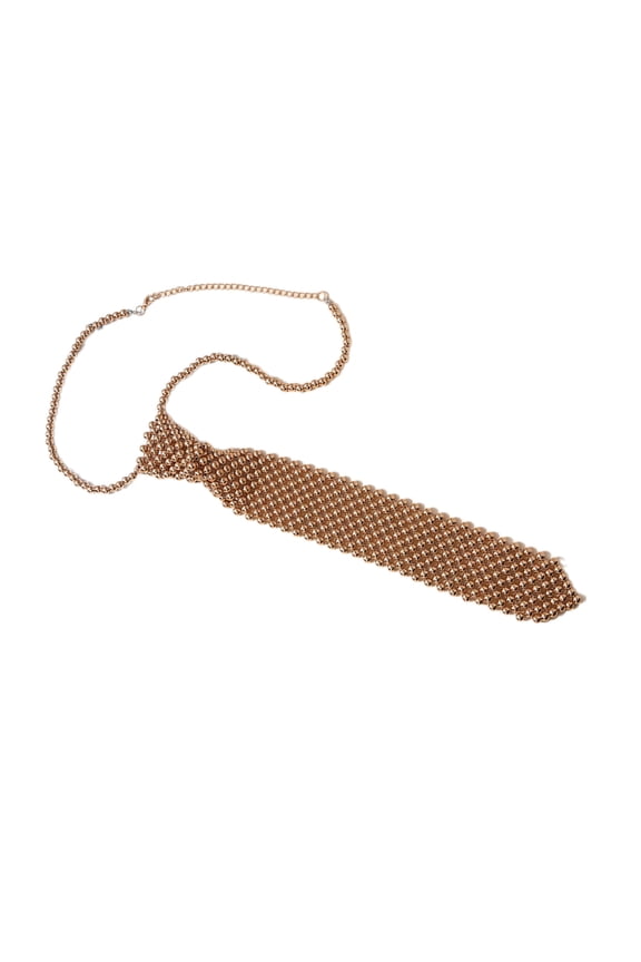 Pearl Neckties Handmade Neck Tie for Uniform Beaded Necktie Suit Simple Eye Catching Student Girl Elegant Dinners Tie