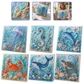 thumbnail image 1 of Pearl Painting Kits for Adults Pearl Art 3D Ocean Coastal Wall Decor with Blue Octopus Seashells Sparkling Rhinestone Mosaic Craft for Home DIY Gift, 1 of 5