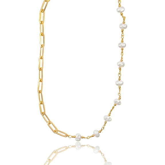 Pearl Paperclip Chain Necklace (H152)(I506)