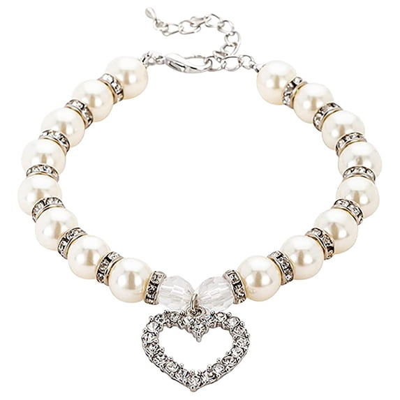 Pearl Pet Collar Faux Pearl Dog Necklace for Small Dogs and Cats, Elegant Jewelry for Princess Style