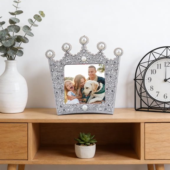 Pearl Photo Frame, Elegant Pearl Accent Wedding Picture Frame with Stand, Home Decor Tabletop or Wall Display Frame for Photos