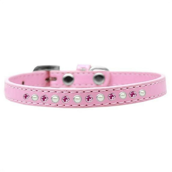 Pearl & Pink Crystal Puppy Collar, Light Pink - Size 10