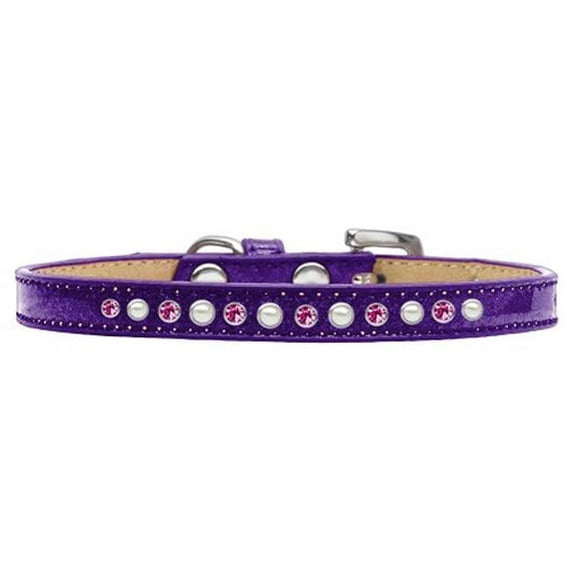 Pearl & Pink Crystal Puppy Ice Cream Collar, Purple - Size 10