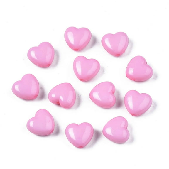Pearl Pink Heart Acrylic Beads Great for Mother's Day Gifts Making Size: about 10mm long 11mm wide 6mm thick hole: 2mm