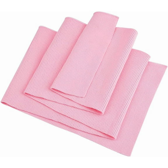 Pearl Pink Polyester Knitted Rib Fabric 39.3x6.7Inch Solid Pattern Great