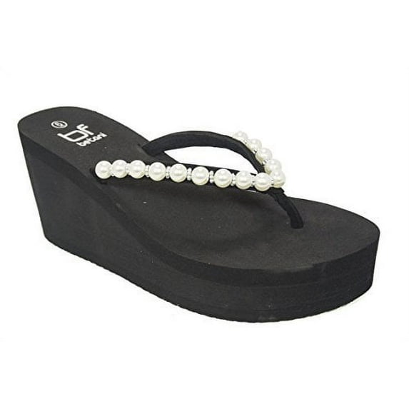 Pearl Platform Flip Flop Thong Beach Wedges Vegan Women's