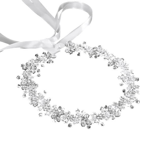 Vintage Pearl Rhinestone Bridal Headpiece, Wedding Silver Hair Vine with Flower for Bride, Mother of the Bride Hair Accessory