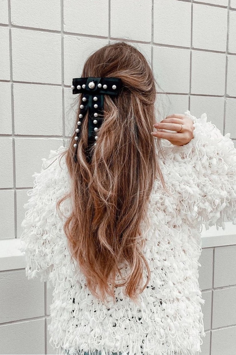 Pearl Ribbon Bow Barrette