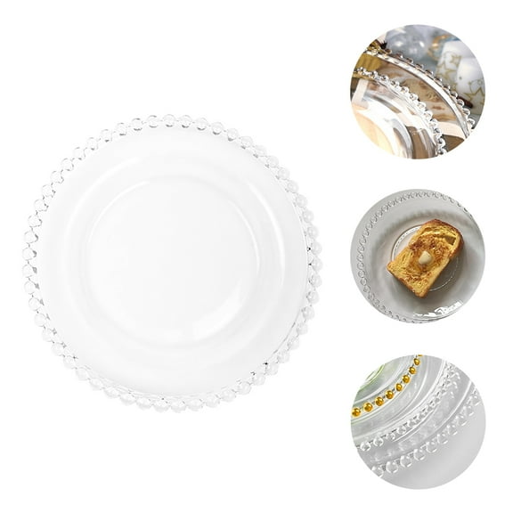 MIPCASE 1Pc Transparent Glass Plate for Kitchen Use Elegant Fruit Salad Dessert Serving