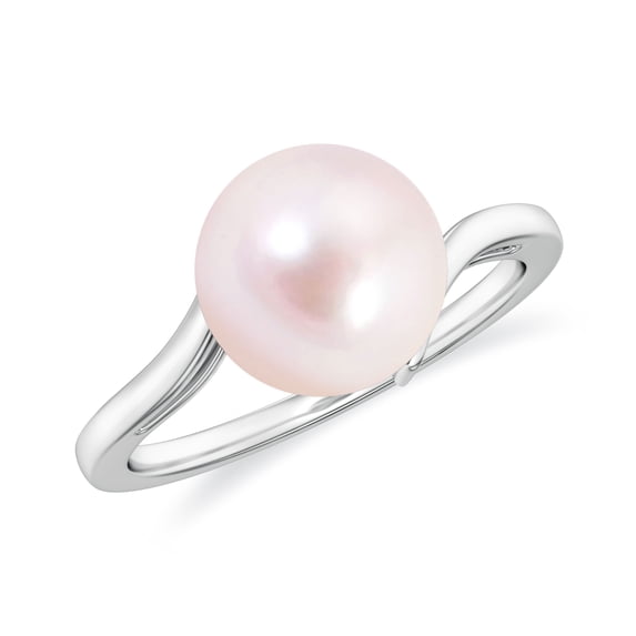 Pearl Ring Sterling Silver Fresh Water Pearl Solitaire Rings for Women 925 Silver June Birthstone Rings for Teen Girls Wedding Anniversary Twisted Ring White Gold Plated Ring Size 7, 9MM