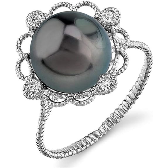 Pearl Ring with 10-11mm Tahitian South Sea Cultured Pearl and 14K Gold Lea Pearl Ring for Women - THE PEARL SOURCE