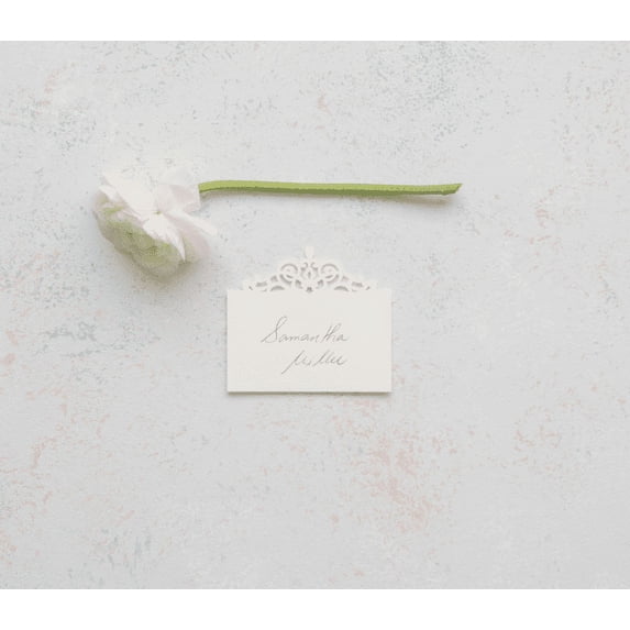 Pearl Romance Laser Embossed Place Cards