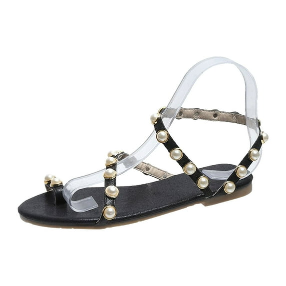 Pearl Sandals Women's New Flat All Match Flip Flop Roman Sandals